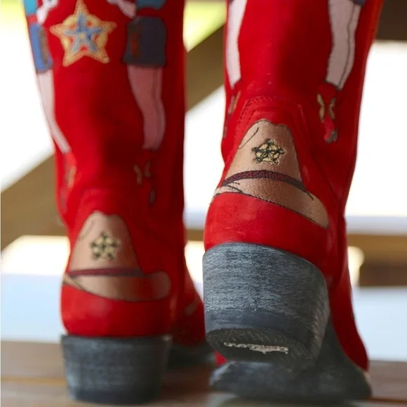 Old Gringo red suede embroidered cowgirl boots - Picture 4 of 7